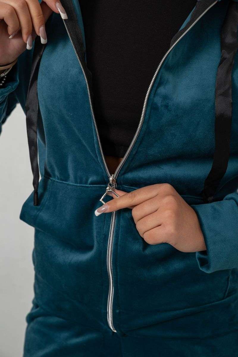 Спортивный костюм женский велюровый, цвет изумрудный, 257R4119 — изображение 5