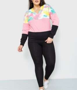 Свитшот женский трехцветный, цвет мятно-розовый, 102R5138