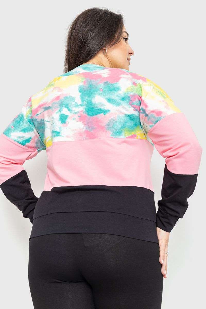 Свитшот женский трехцветный, цвет мятно-розовый, 102R5138 — изображение 4