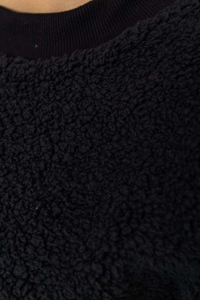 Свитшот женский меховой Тедди, цвет черный, 102R5204 — изображение 6