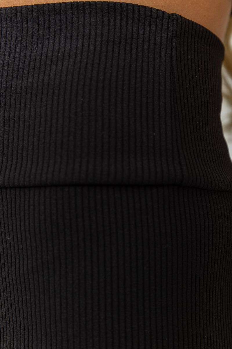 Лосины однотонные в рубчик утепленные на флисе, цвет черный, 238R605-1 — изображение 5