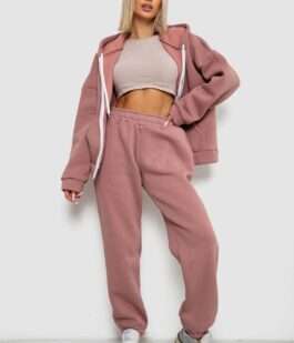 Спортивный костюм женский на флисе, цвет пудровый, 238R5715-5