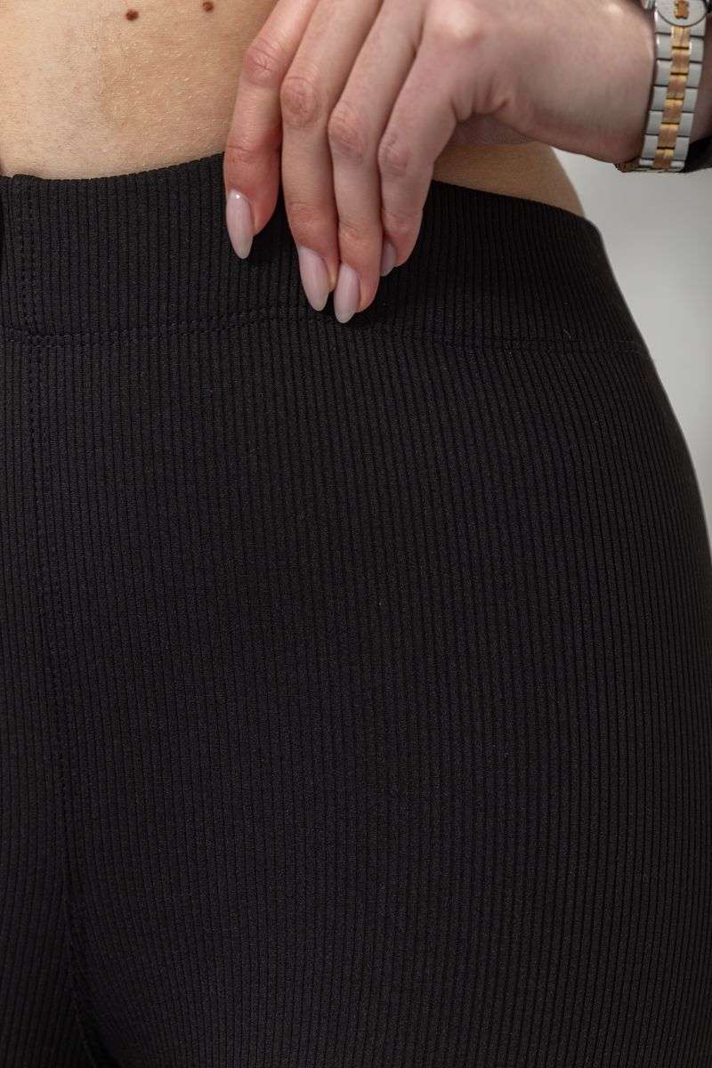 Лосины в рубчик с резинкой внизу на флисе, цвет черный, 102R365 — изображение 5