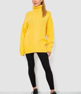 Свитер — гольф женский шерстяной, цвет желтый, 244R2050