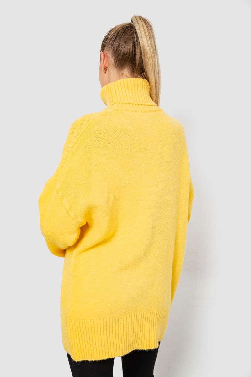 Свитер - гольф женский шерстяной, цвет желтый, 244R2050 — изображение 4