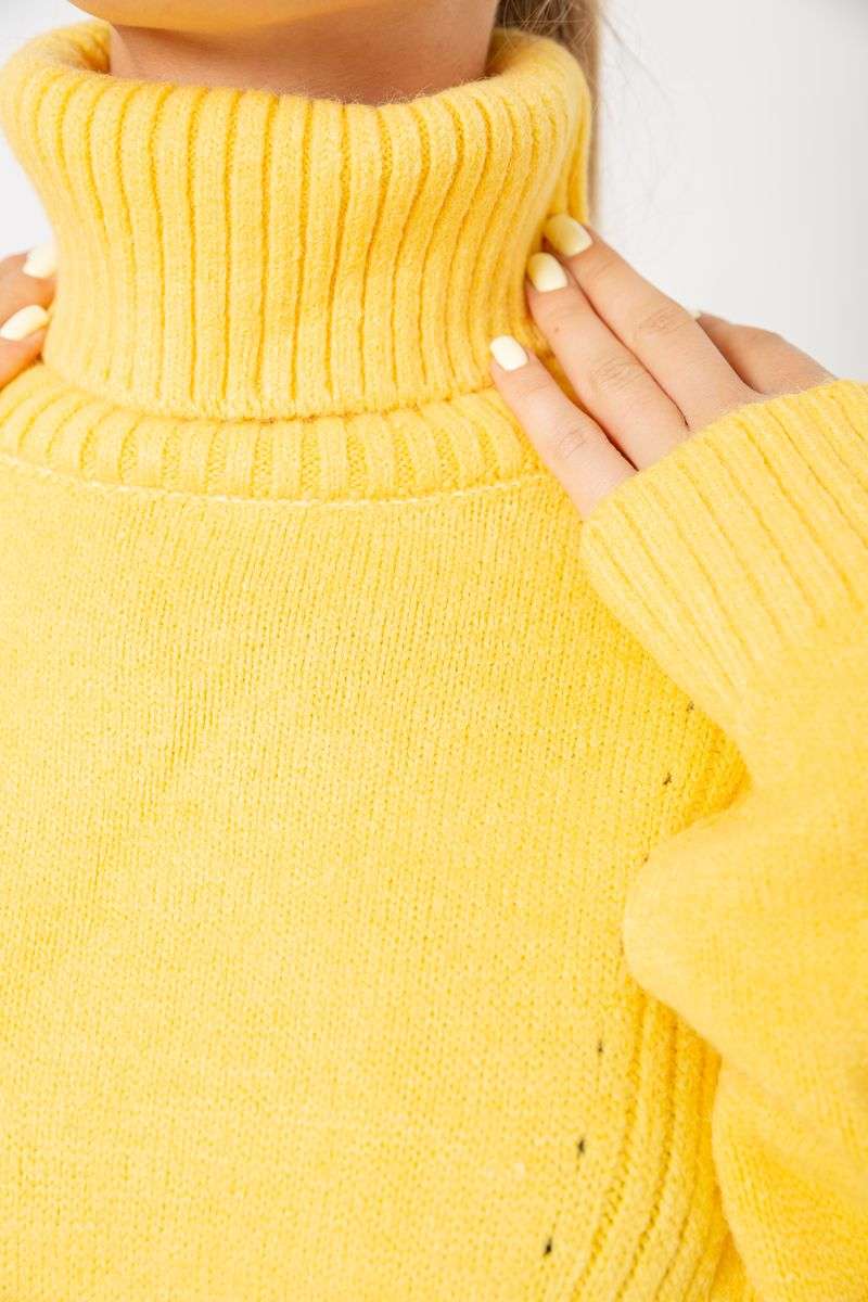 Свитер - гольф женский шерстяной, цвет желтый, 244R2050 — изображение 5