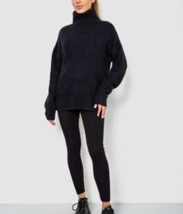 Свитер — гольф женский шерстяной, цвет черный, 244R2050