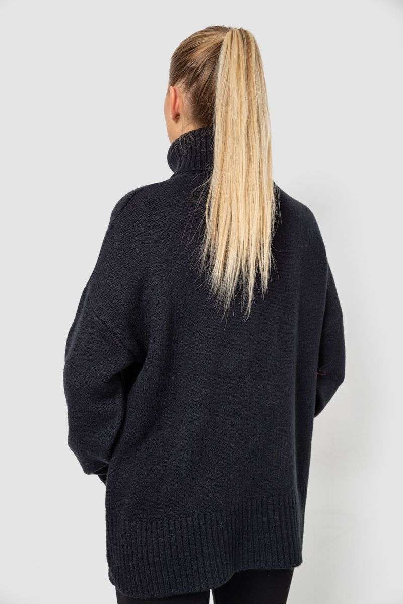 Свитер - гольф женский шерстяной, цвет черный, 244R2050 — изображение 4