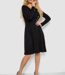 Платье трикотажное с оборкой, цвет черный, 230R0113