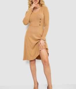 Платье трикотажное с оборкой, цвет бежевый, 230R0113