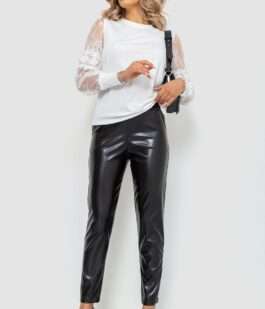 Лосины женские с экокожи, цвет черный, 214R2031