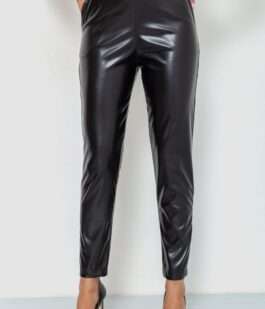 Лосины женские с экокожи, цвет черный, 214R2031