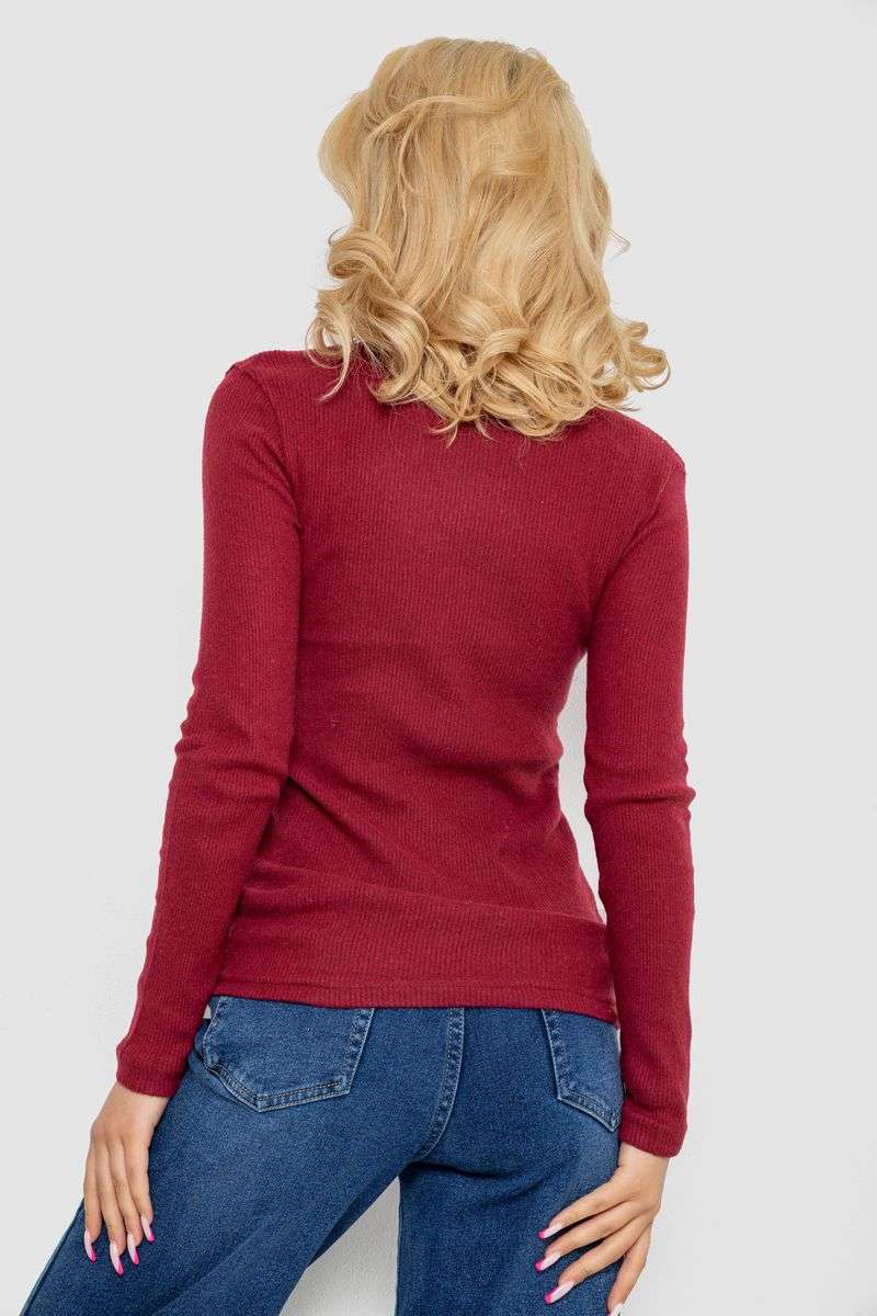 Гольф женский в рубчик, цвет бордовый, 238R505 — изображение 4