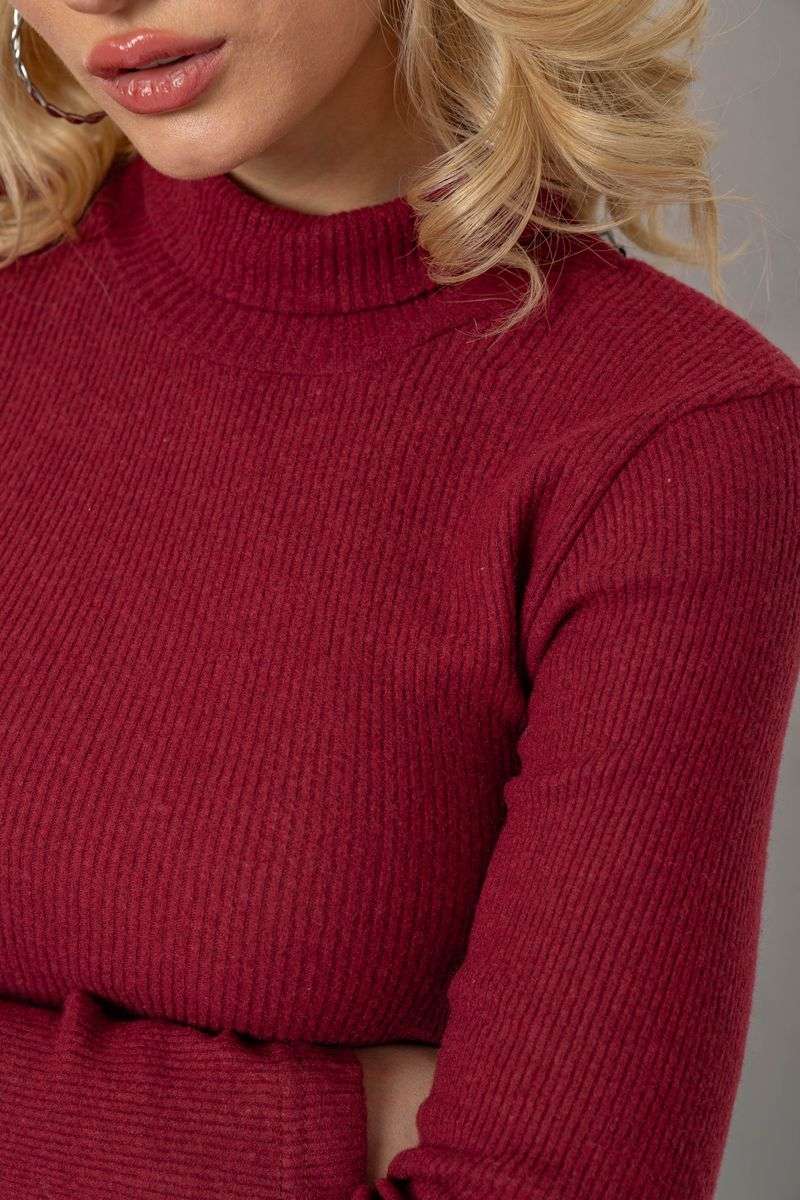 Гольф женский в рубчик, цвет бордовый, 238R505 — изображение 5