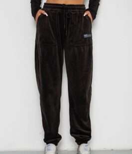 Спортивные штаны велюровые женские на флисе, цвет черный, 238R58645