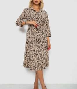Платье софт на пуговицах с принтом, цвет мокко, 230R117
