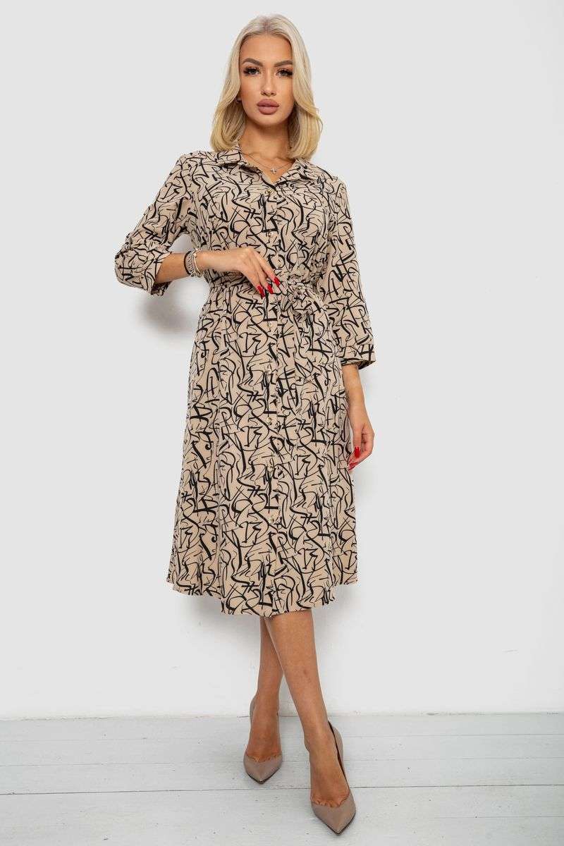 Платье софт на пуговицах с принтом