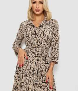 Платье софт на пуговицах с принтом, цвет мокко, 230R117