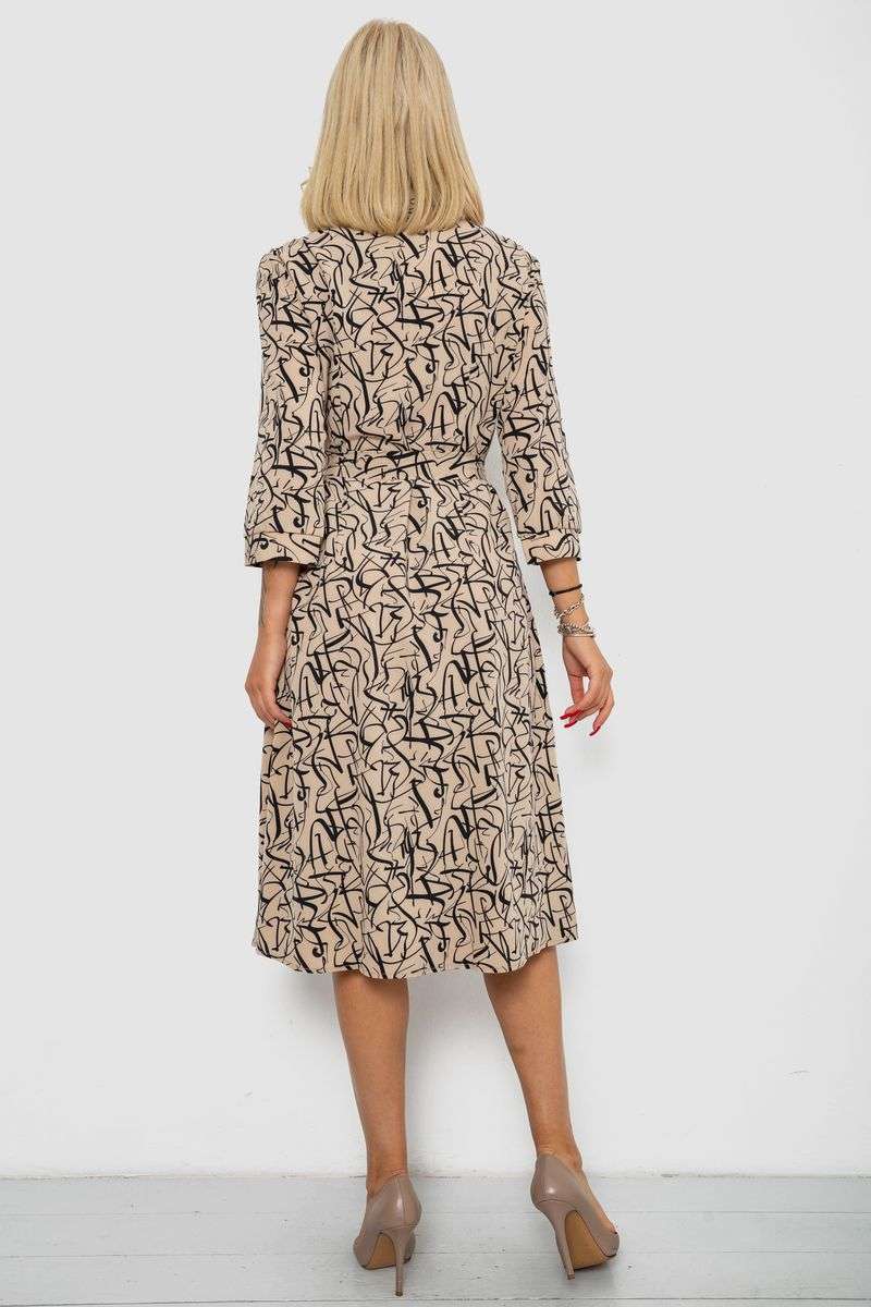 Платье софт на пуговицах с принтом, цвет мокко, 230R117 — изображение 4