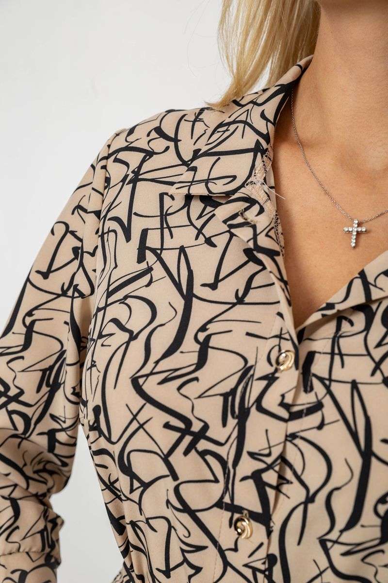 Платье софт на пуговицах с принтом, цвет мокко, 230R117 — изображение 5