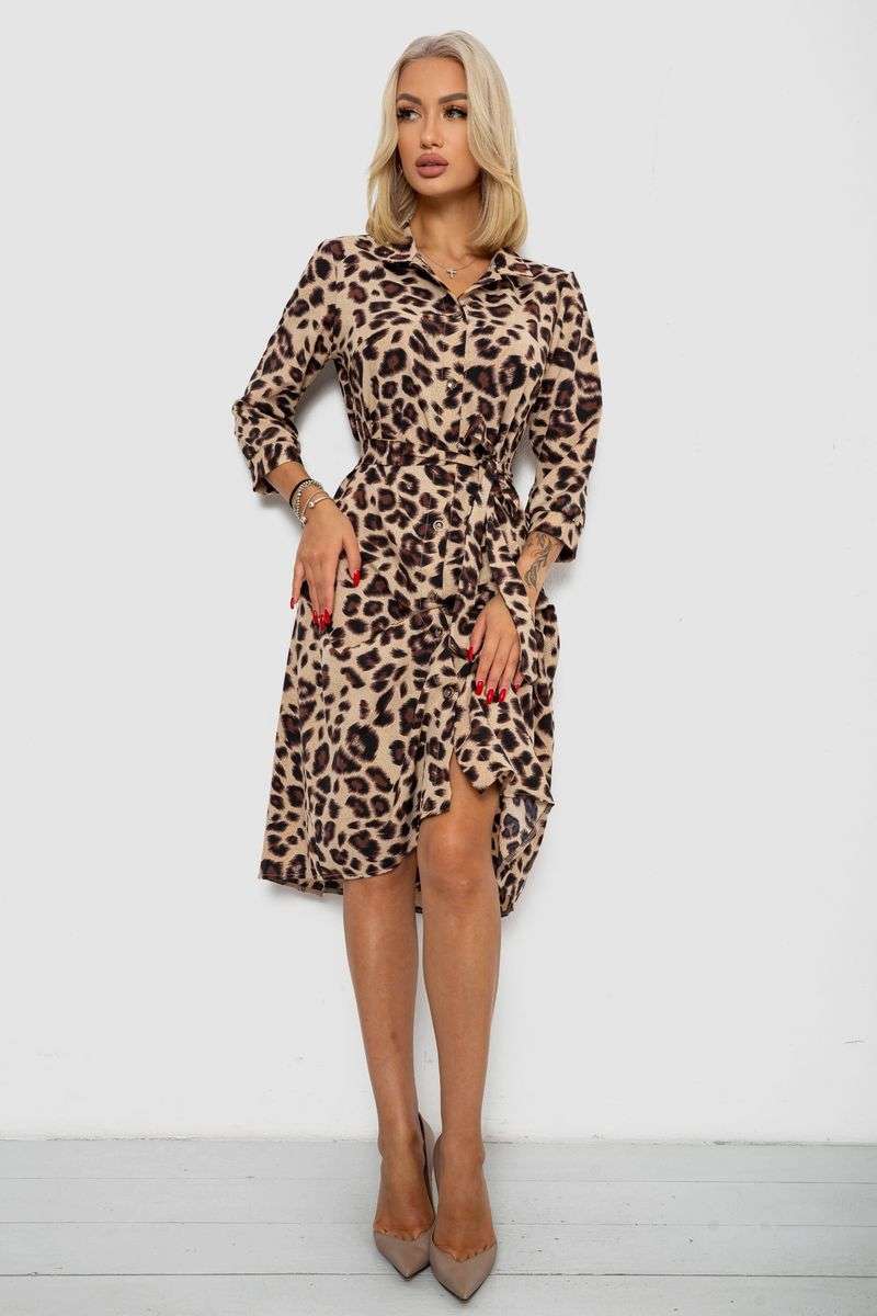 Платье софт на пуговицах с принтом