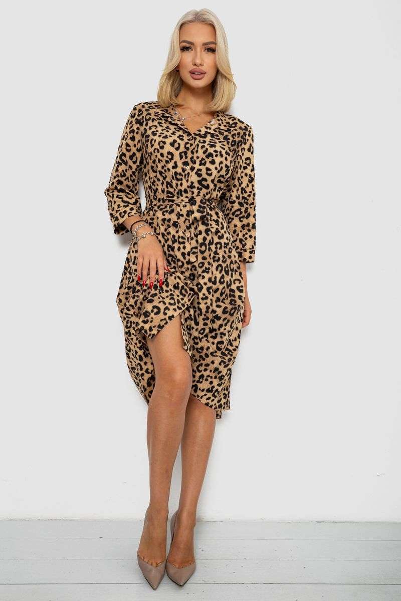 Платье софт на пуговицах с принтом