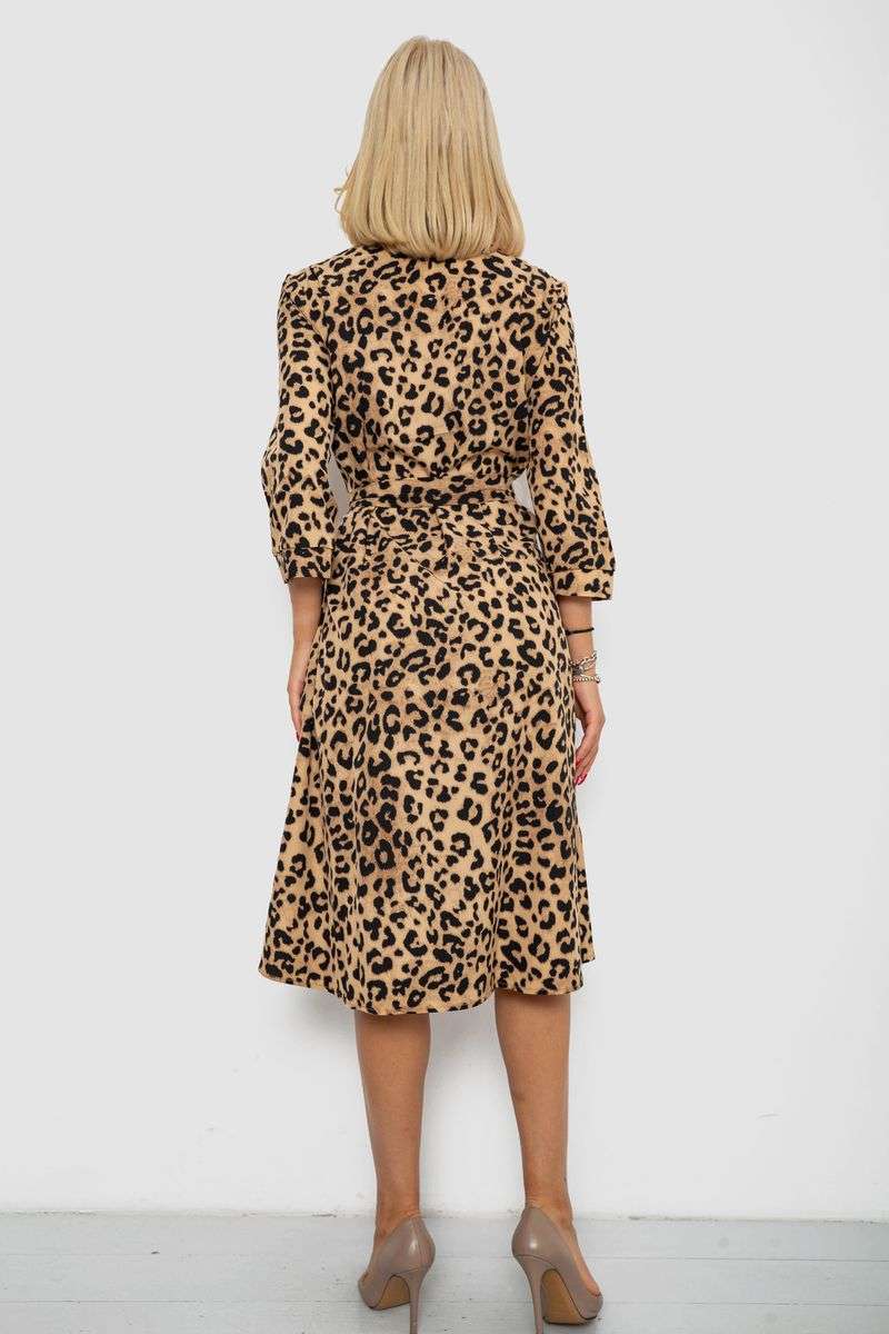 Платье софт на пуговицах с принтом, цвет бежевый, 230R117 — изображение 4