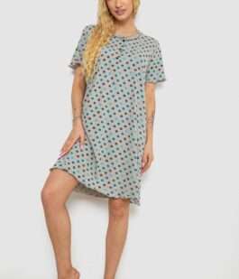 Ночная рубашка в горох, цвет серо-синий, 238R58370