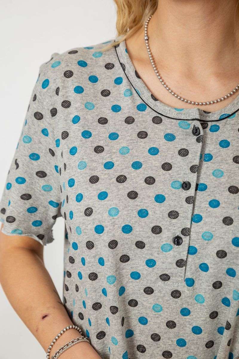 Ночная рубашка в горох, цвет серо-синий, 238R58370 — изображение 5