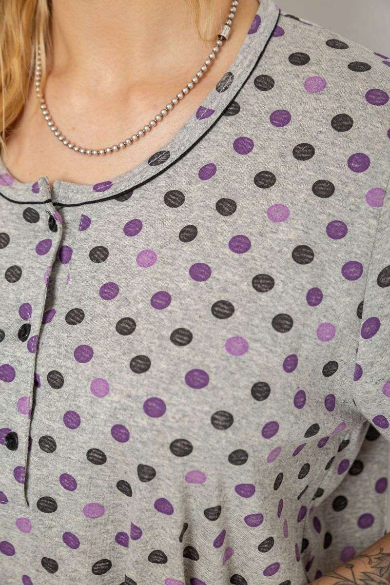 Ночная рубашка в горох, цвет серо-сиреневый, 238R58370 — изображение 5