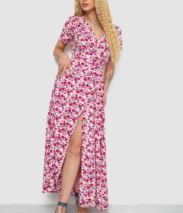 Сарафан с цветочным принтом, цвет розово-красный, 241R181