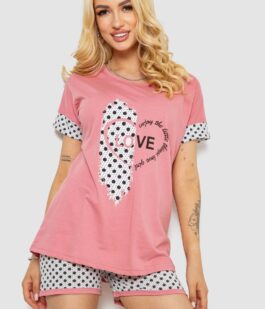 Пижама женская с принтом, цвет пудровый, 243R3049