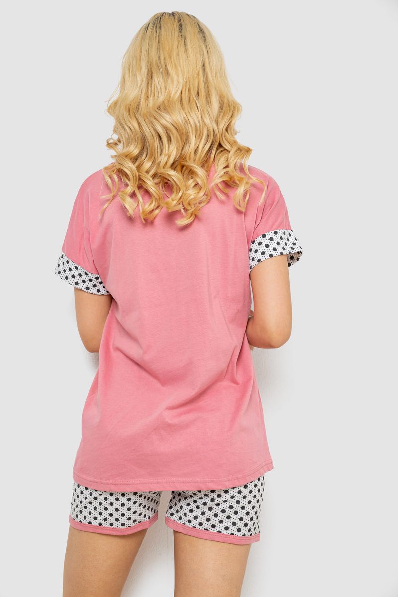 Пижама женская с принтом, цвет пудровый, 243R3049 — изображение 4