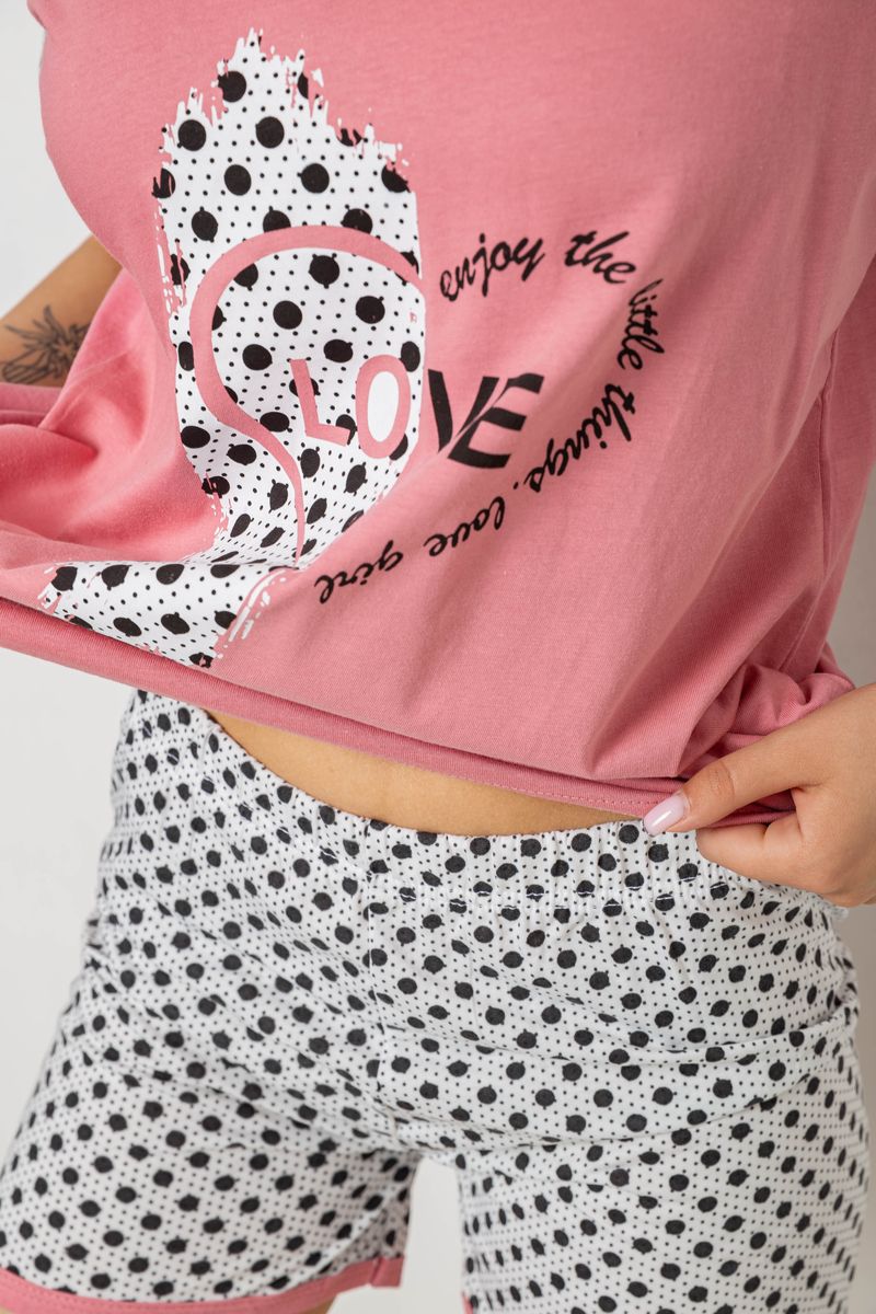 Пижама женская с принтом, цвет пудровый, 243R3049 — изображение 5