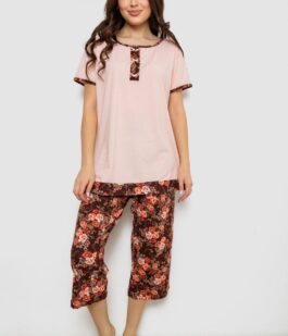 Пижама женская с принтом, цвет персиковый, 243R1602-005