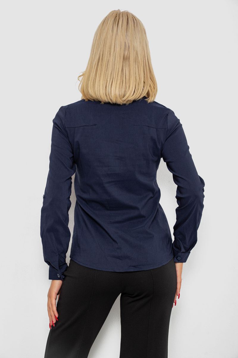 Блуза однотонная, цвет синий, 230R96-11 — изображение 4