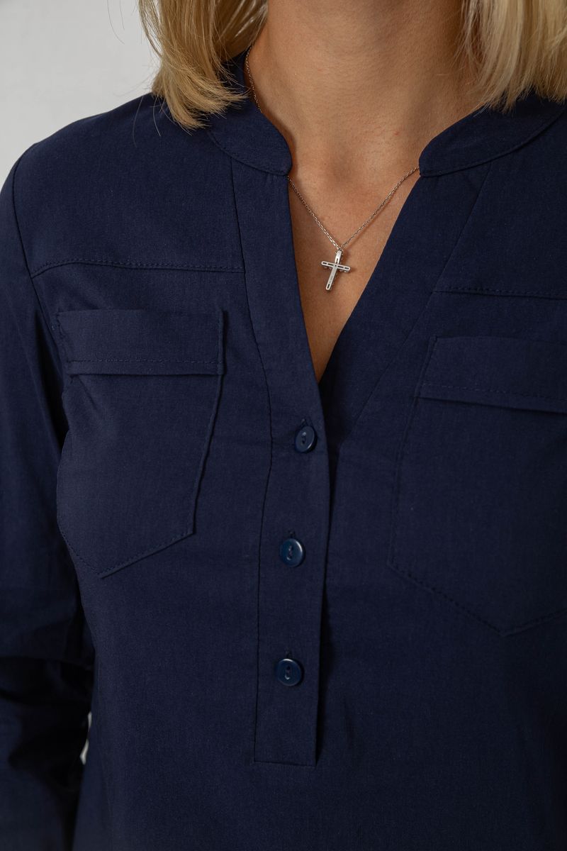 Блуза однотонная, цвет синий, 230R96-11 — изображение 5