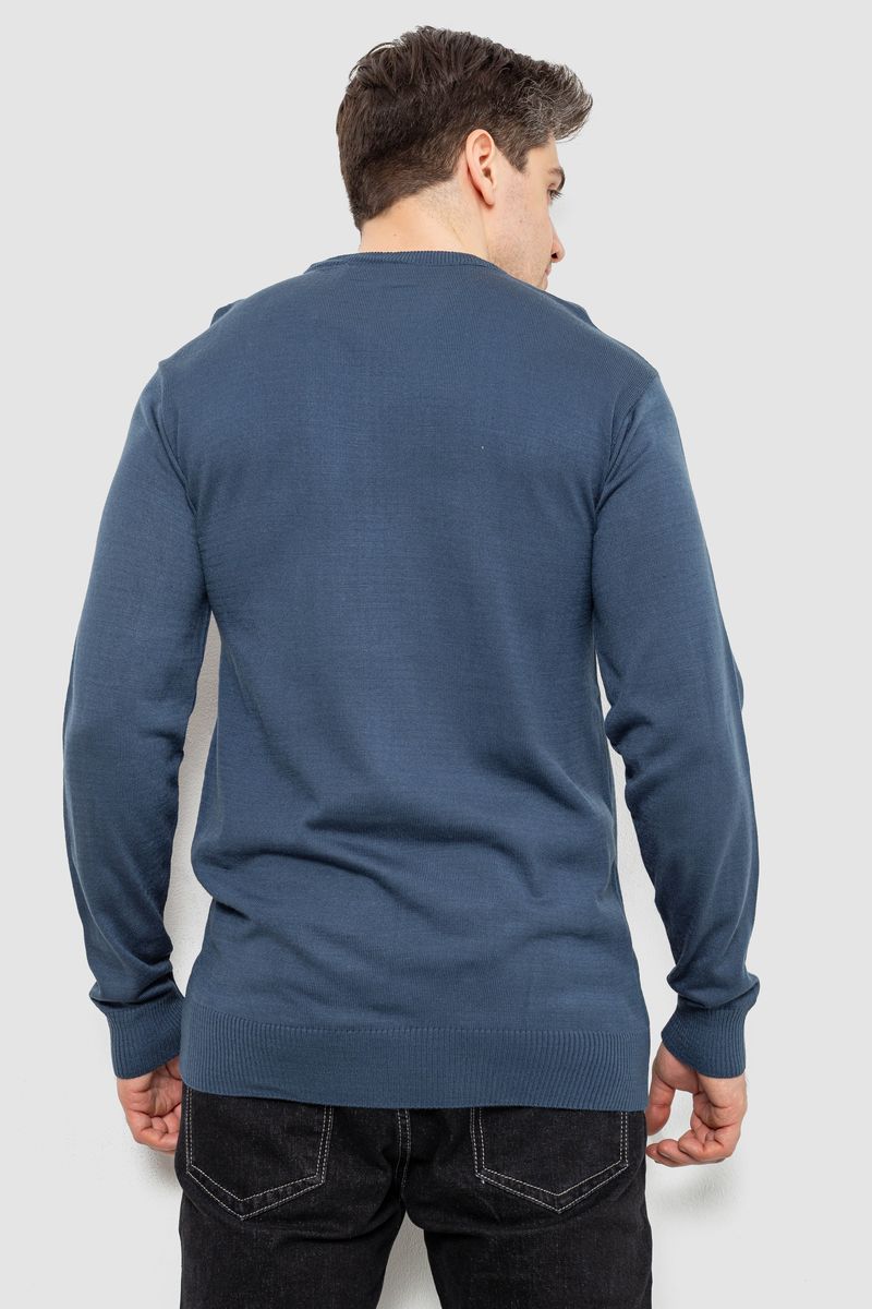 Свитер мужской однотонный, цвет синий, 161R1770-1 — изображение 4