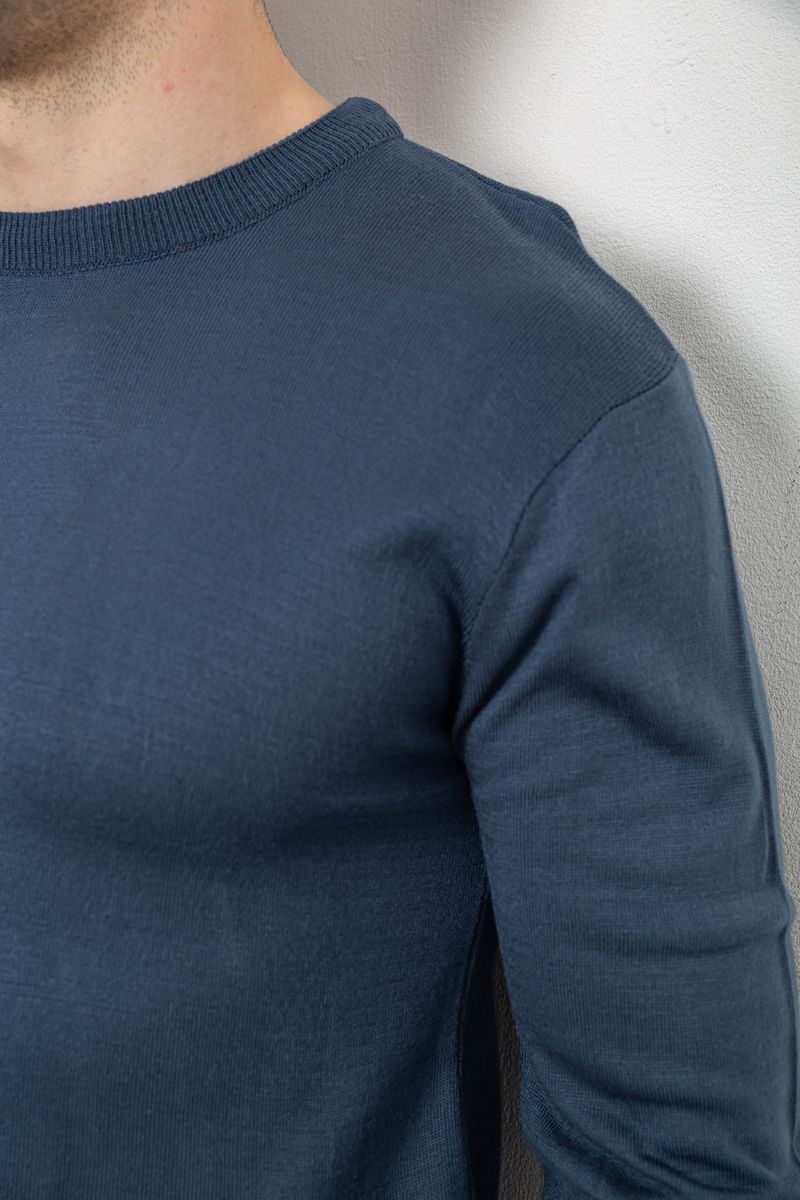 Свитер мужской однотонный, цвет синий, 161R1770-1 — изображение 5