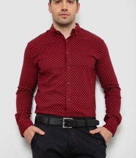 Рубашка мужская с принтом, цвет бордовый, 214R7365