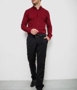 Рубашка мужская с принтом, цвет бордовый, 214R7365
