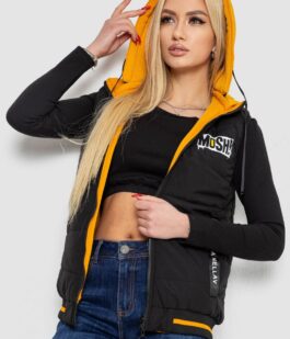 Жилет женский двухсторонний, цвет черно-горчичный, 244R20166