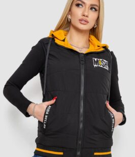 Жилет женский двухсторонний, цвет черно-горчичный, 244R20166