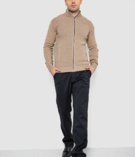 Кофта мужская на молнии с карманами, цвет бежевый, 161R1053