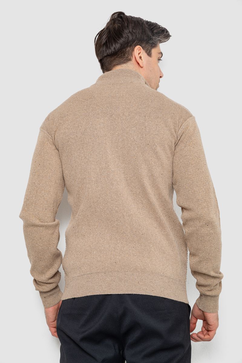 Кофта мужская на молнии с карманами, цвет бежевый, 161R1053 — изображение 4
