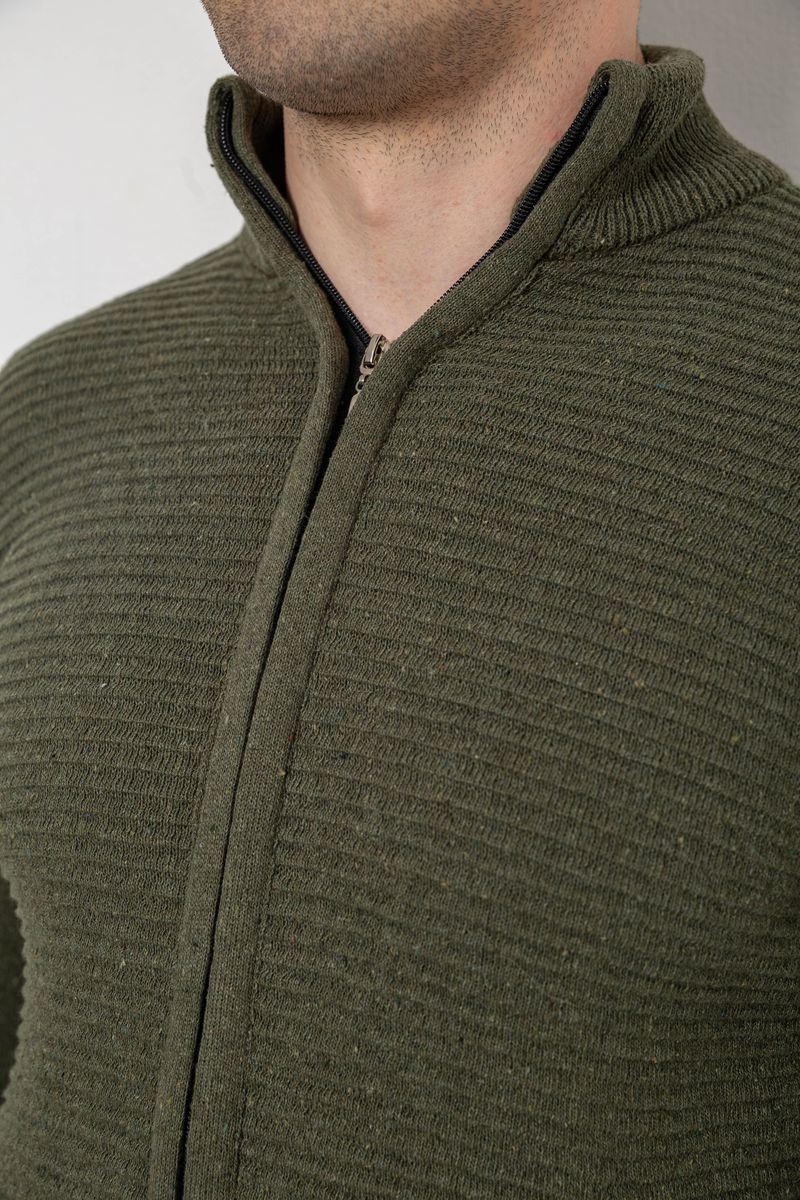 Кофта мужская на молнии с карманами, цвет хаки, 161R1053 — изображение 5
