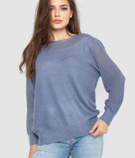 Кофта женская с манжетами, цвет джинс, 244R999