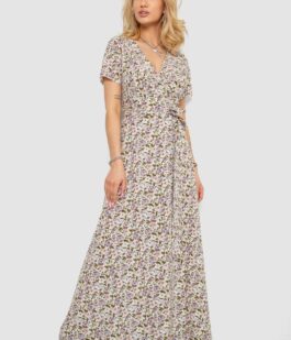 Сарафан с цветочным принтом, цвет молочно-бежевый, 241R179