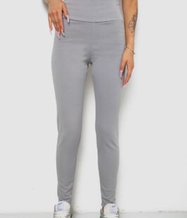 Лосины однотонные в рубчик утепленные на флисе, цвет серый, 238R605