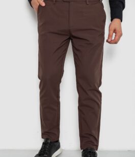 Брюки мужские классические однотонные, цвет коричневый, 157RU06-007